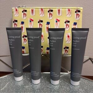 New 5 piece LivingProof haircare Set (2 shampoos and 2 conditioner, makeup bag)